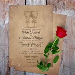 Vintage Rustic Old Parchment Victorian Wedding Invitation