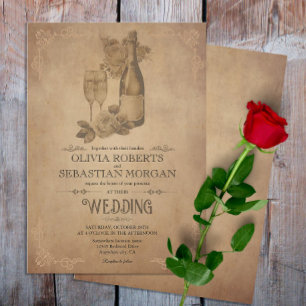 Vintage Rustic Old Parchment Victorian Wedding Invitation