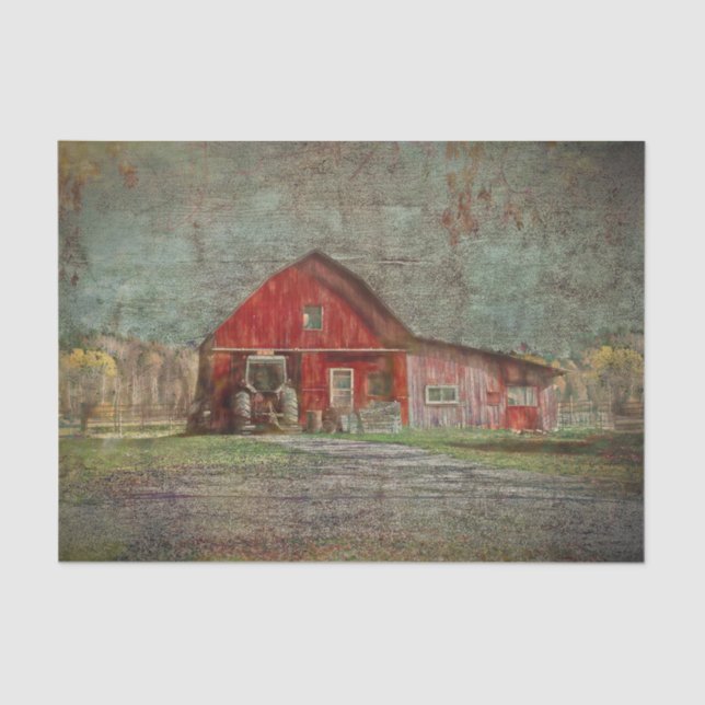Vintage Rustic Old Red Texture Barn Tissue Paper (Front)