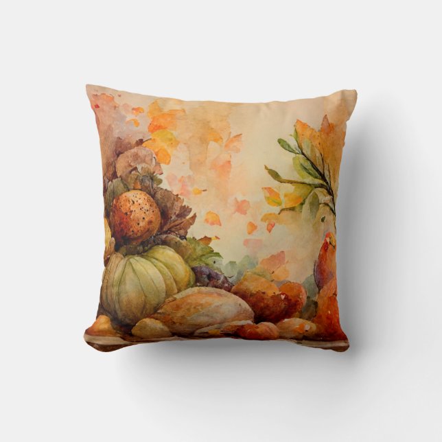 Vintage Rustic Orange Pumpkins Harvest Fall  Cushion (Front)