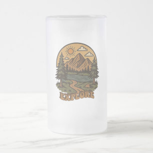 Vintage/rustic outdoorsy explore nature frosted glass beer mug
