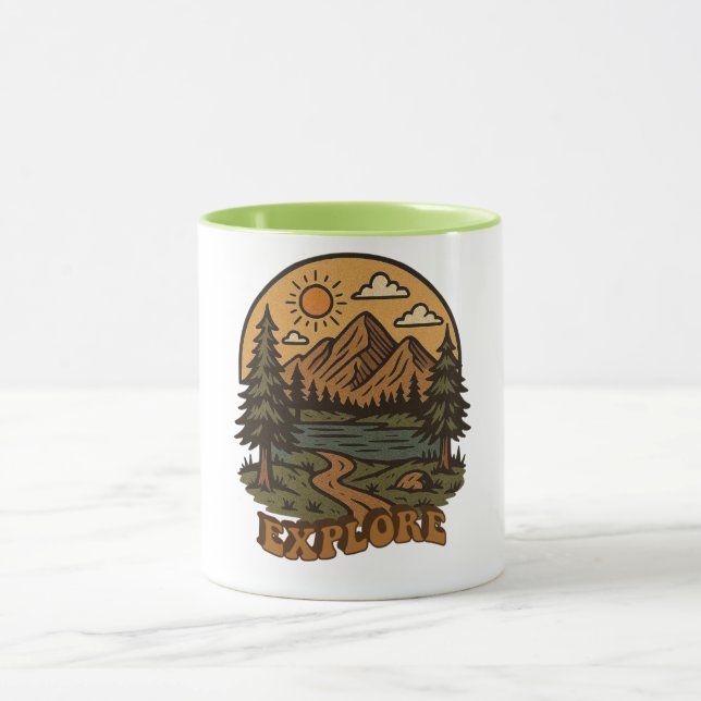 Vintage/rustic outdoorsy explore nature mug (Center)