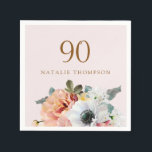 Vintage Rustic Peach Flower 90th Birthday Party Napkin<br><div class="desc">Vintage Rustic Peach Flower 90th Birthday Party Napkin

Beautiful elegant favour seal See Niche and Nest Zazzle Store for matching collection. Alternatively this should appear below. Design courtesy of www.createthecut.com</div>