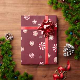 Vintage Rustic Peppermints Spice Red Christmas Wrapping Paper