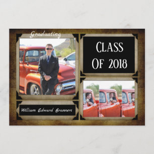 Vintage Rustic Photo Graduation Invitations