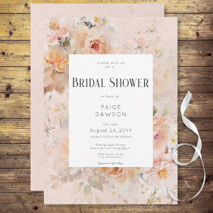 Vintage Rustic Pink Floral Frame Bridal Shower Invitation