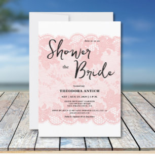 Vintage Rustic Pink Lace Bridal Shower Invitation