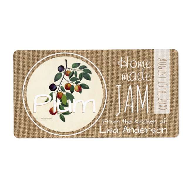 Vintage Rustic Plum Jam personalized H Label (Front)
