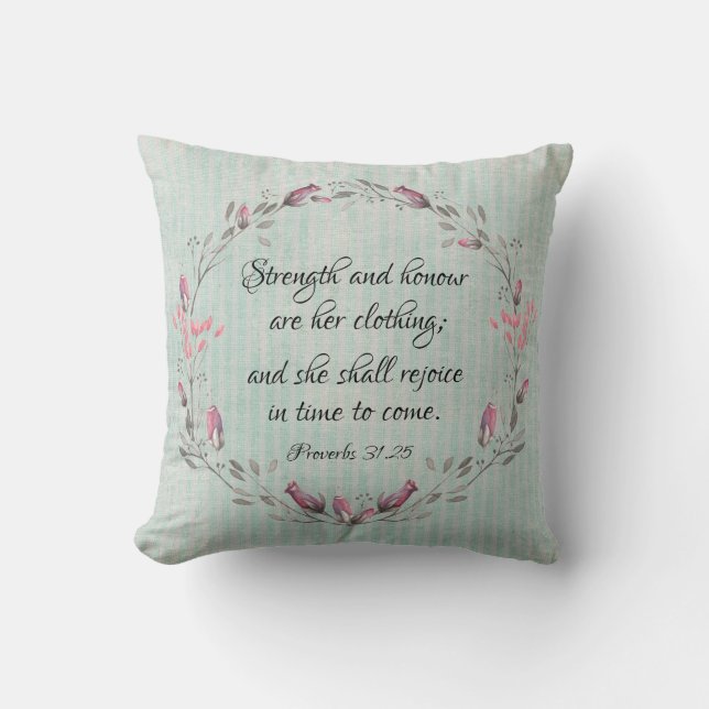 Vintage Rustic Proverbs 31 KJV Bible Verse Cushion (Front)