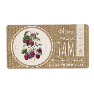 Vintage Rustic Raspberry Jam personalized H Label