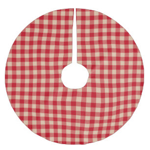 Vintage rustic red tan buffalo check plaid Pattern Brushed Polyester Tree Skirt