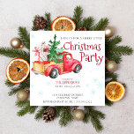 Vintage rustic red truck with Christmas tree Invitation<br><div class="desc">Vintage rustic red truck with Christmas tree and presents,  Merry Little Christmas party invitation.</div>