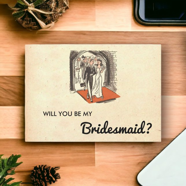 Vintage Rustic Retro Couple Chic Bridesmaid Card (Creator Uploaded)