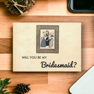 Vintage Rustic Retro Old Elegant Bridesmaid Card