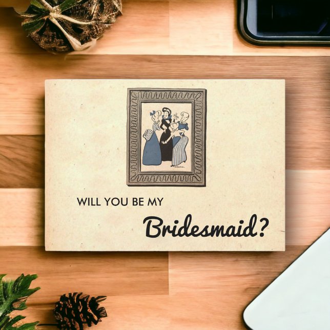 Vintage Rustic Retro Old Elegant Bridesmaid Card (Creator Uploaded)