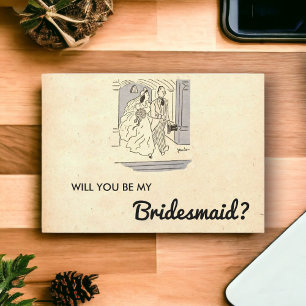 Vintage Rustic Retro Romantic Chic Bridesmaid Card