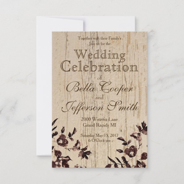 Vintage Rustic Rose Invitation (Front)