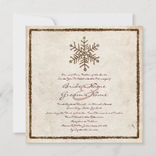 Vintage Rustic Snowflake Wedding Invitation