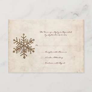 Vintage Rustic Snowflake Wedding RSVP card