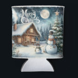 Vintage/Rustic/Snowman/Christmas Can Cooler<br><div class="desc">artwork</div>