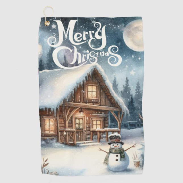 Vintage/Rustic/Snowman/Christmas Golf Towel (Front)