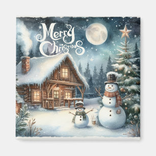 Vintage/Rustic/Snowman/Christmas Magnet