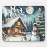 Vintage/Rustic/Snowman/Christmas Mouse Mat<br><div class="desc">artwork</div>