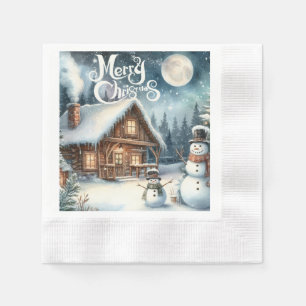 Vintage/Rustic/Snowman/Christmas Napkin