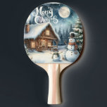 Vintage/Rustic/Snowman/Christmas Ping Pong Paddle<br><div class="desc">artwork</div>