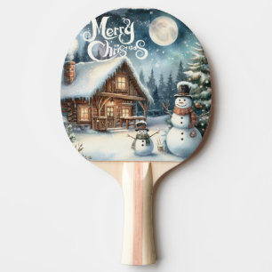 Vintage/Rustic/Snowman/Christmas Ping Pong Paddle