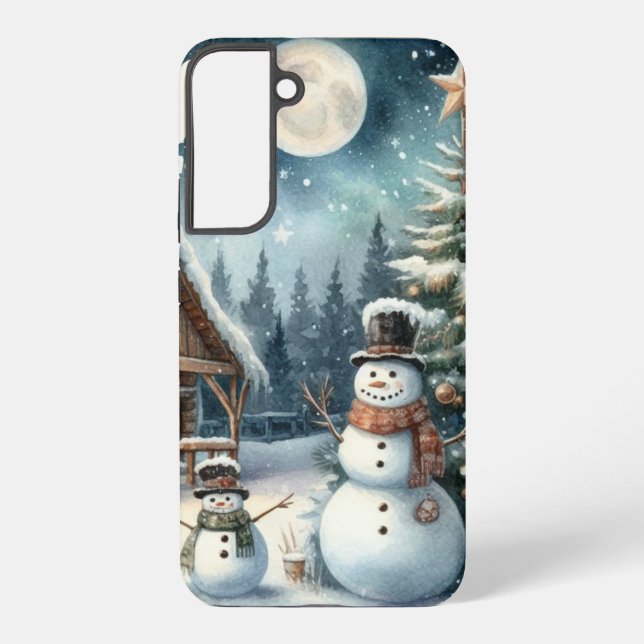 Vintage/Rustic/Snowman/Christmas Samsung Galaxy S22+ Case (Back)