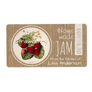 Vintage Rustic Strawberry Jam personalized H Label