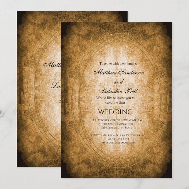 Vintage Rustic Style Document Wedding Invitation (Front/Back)