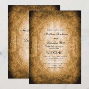 Vintage Rustic Style Document Wedding Invitation