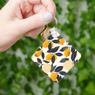 Vintage Rustic Summer Lemonade Leaf Key Ring
