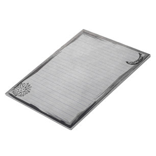Vintage Rustic Sun Moon on Grey Grunge Lined Notepad