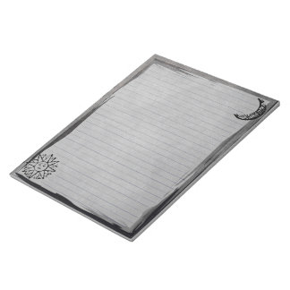 Vintage Rustic Sun Moon on Grey Grunge Lined  Notepad