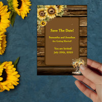 Vintage Rustic Sunflowers Country Save the Date