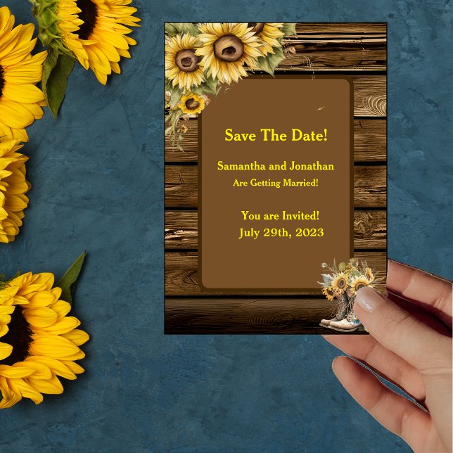 Vintage Rustic Sunflowers Country Save the Date Invitation (Creator Uploaded)