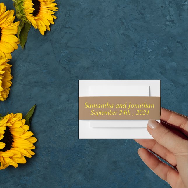 Vintage Rustic Sunflowers Country Wedding  Invitation Belly Band (Creator Uploaded)