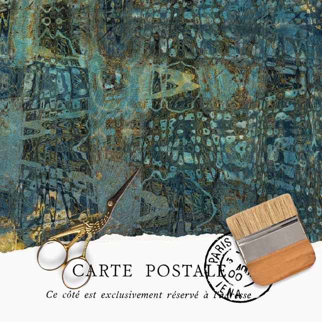 Vintage Rustic Texture Blue Gold Decoupage  Tissue Paper (Creator Uploaded)