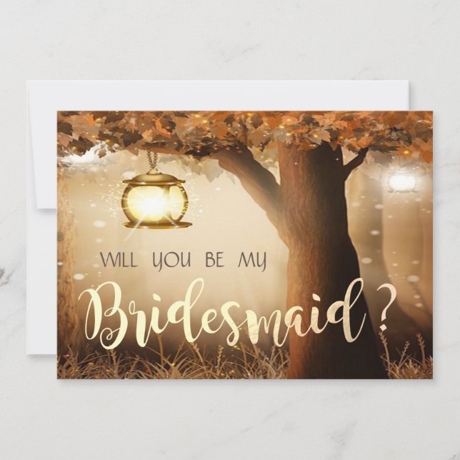 Vintage Rustic Tree Bridesmaid Card (Front)