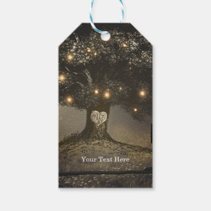 Vintage Rustic Tree & Night Lights Wedding Favour Gift Tags