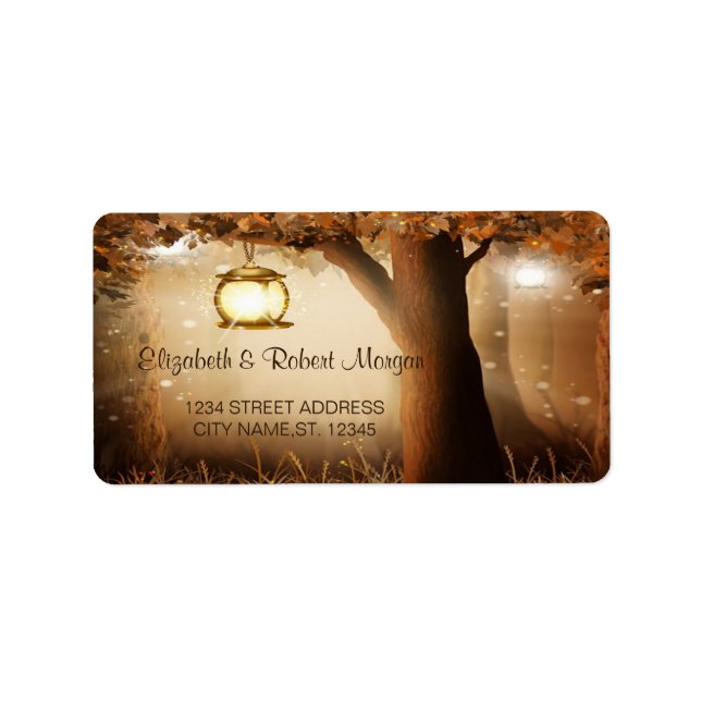 Vintage Rustic Tree Wedding  Label (Front)