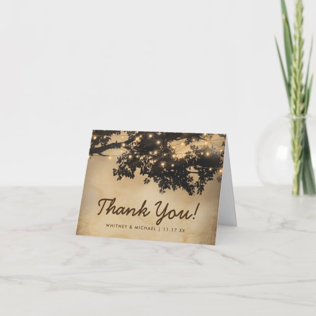 Vintage Rustic Tree Wedding Thank You (Front)