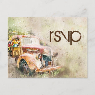 Vintage Rustic Truck Reception Dinner RSVP Entree Invitation Postcard