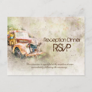 Vintage Rustic Truck Reception Dinner RSVP Entree Invitation Postcard