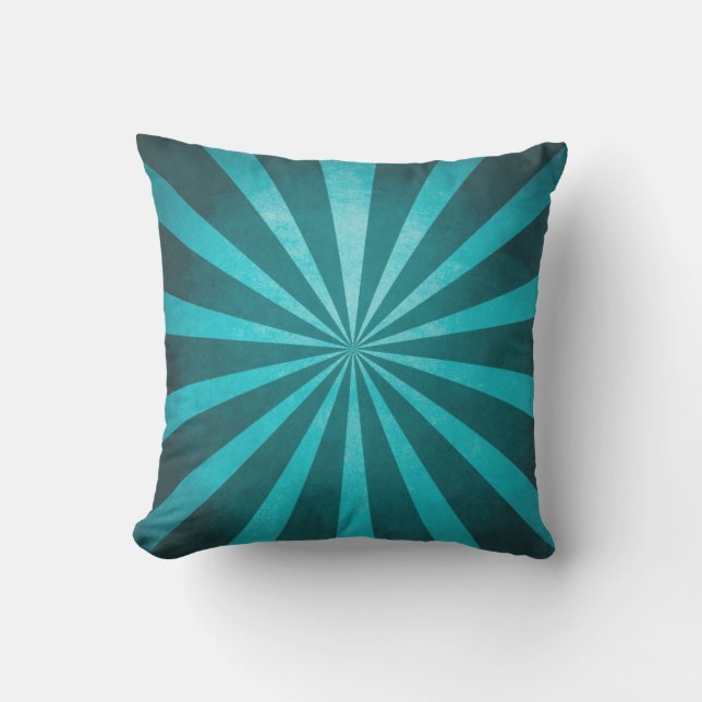 Vintage Rustic Turquoise Blue Starburst Pattern Cushion (Front)