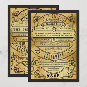 Vintage Rustic Typography Ticket Wedding Invitation