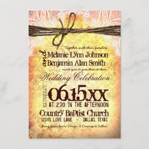 Vintage Rustic Typography Wedding Invitations